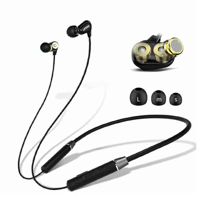 Lenovo HE08 Neckband Dual Dynamic Bluetooth Earphone
